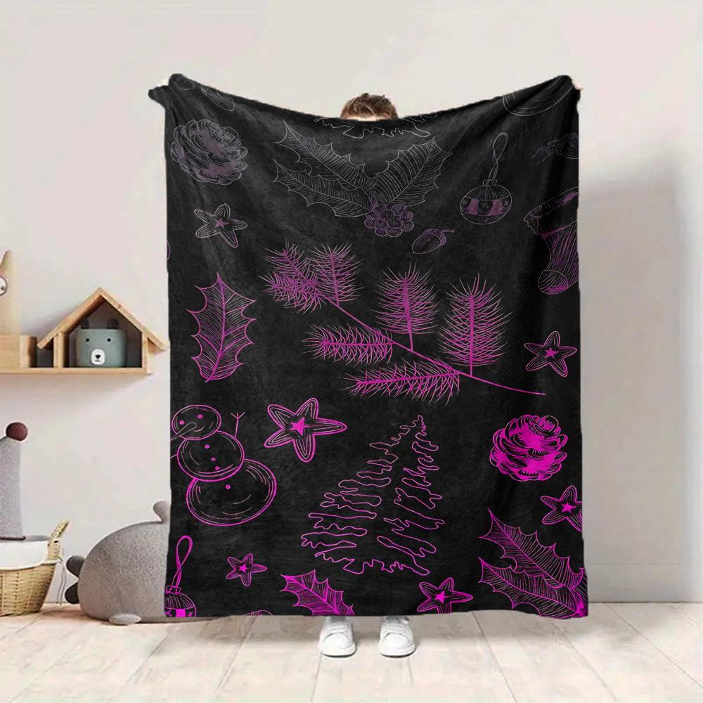 1pc Christmas Winter Print Blanket   Lightweight Flannel Throw Blanket For Sofa, Bed, Living Room, Office, Outdoor Travel, Camping