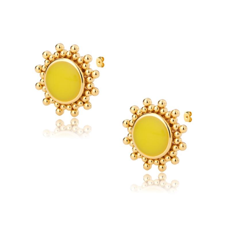 Inlaid opal stud earrings women's retro temperament sun simple luminous glue high-end earrings