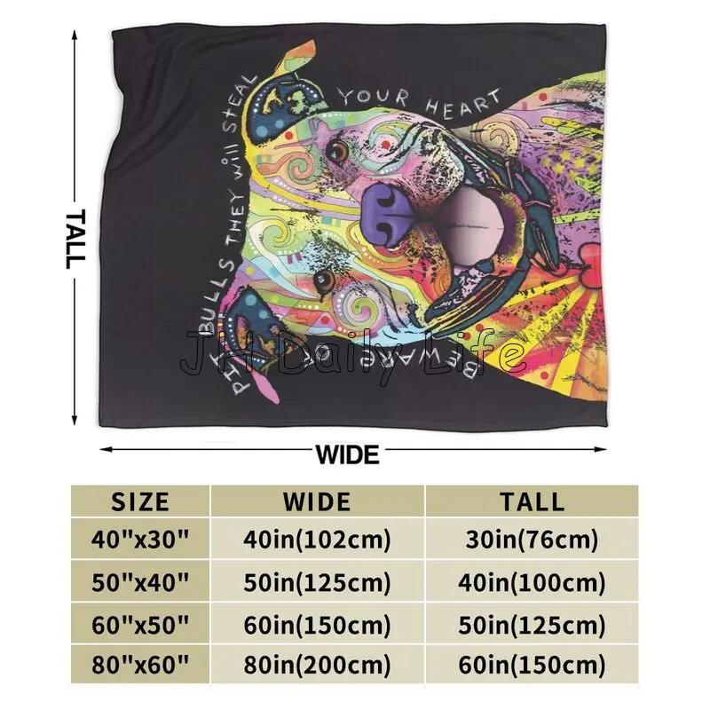 Beware of Pit Bulls They Will Steal Your Heart Flannel Blanket Colorful Pit Bull Fleece Plush Throw Blankets Soft Lightweight