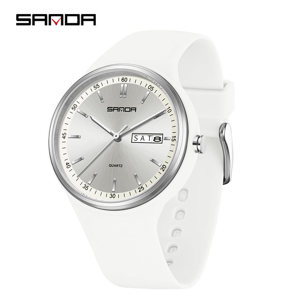 SANDA Student Quartz Wristwatch: Fashionable, Simple, Luminous, Waterproof, Versatile, Double Calendar
