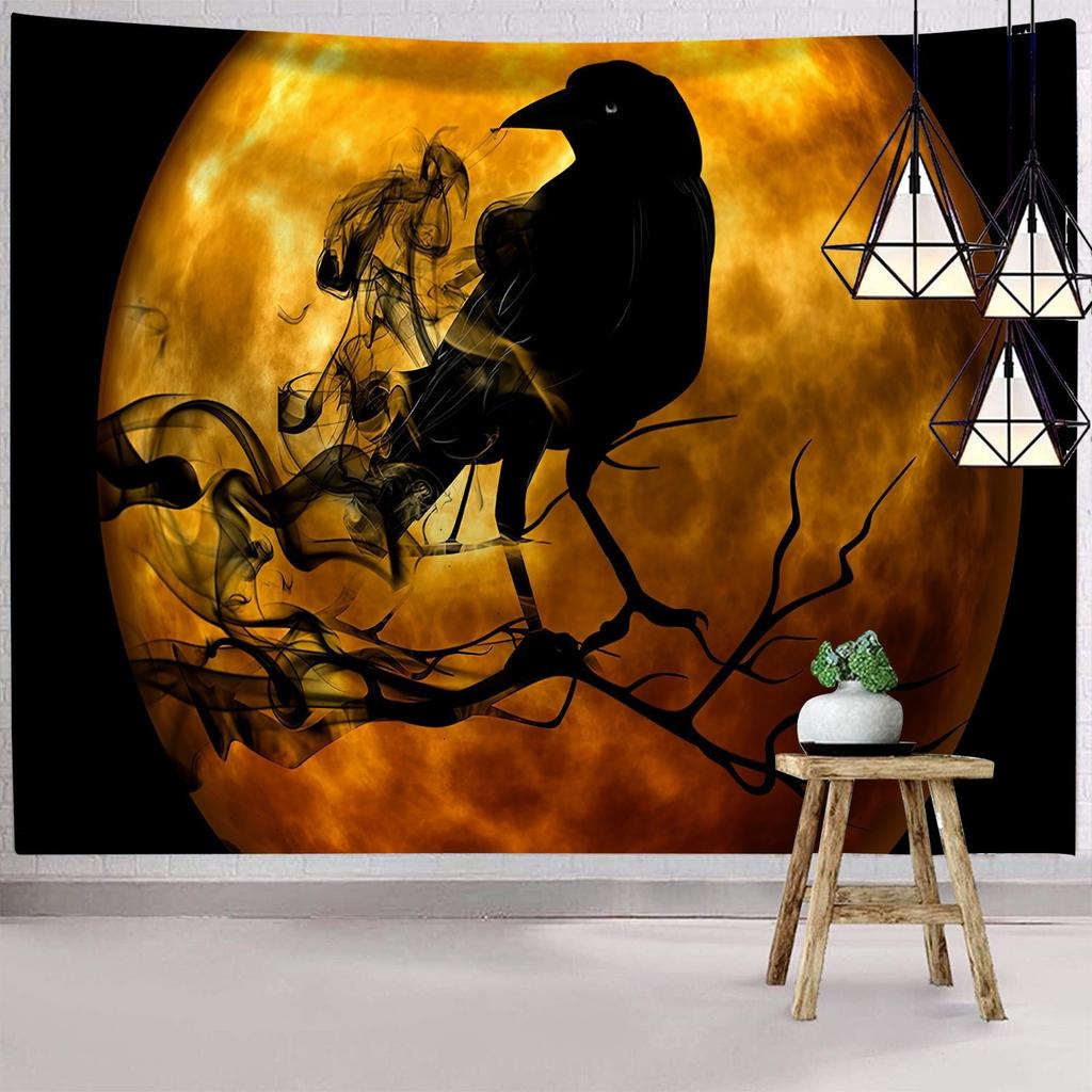 Dark Halloween Horror Tapestry Scared of Zombies Wall Hanging Witch Mysterious Woman  Home Decor Holiday Backdrop