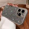 Full Screen Glitter Plaid Sequins Phone Case For iPhone 17 16 15 14 13 12 Pro Max Sparkling Lens Camera Protection Cover