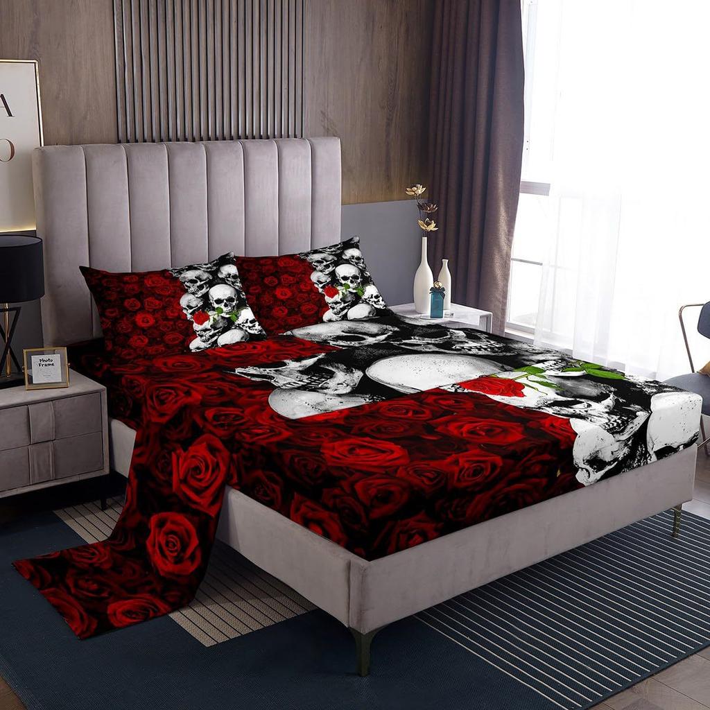 Camouflage cartoon airplane pattern bed hat four-piece bedding set bedroom dormitory bedding decoration