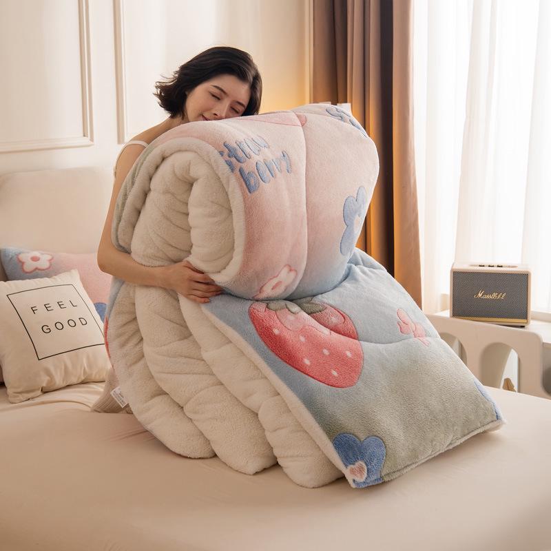 Thickened Winter Coral Fleece Blanket with Snowflake Design for Dormitory Mattresses