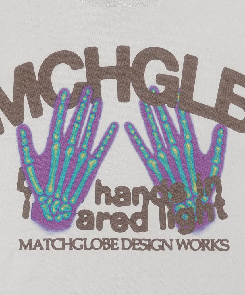 MATCHGLOBE Hands Flared Light Crop Top (Beige)