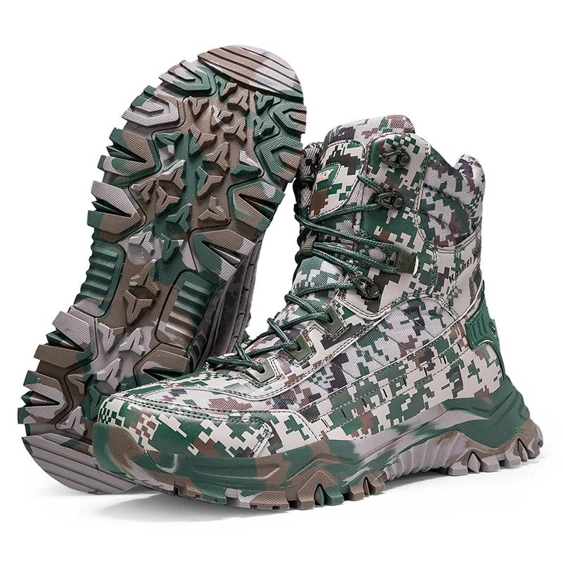 Men Boots Tactical Shoes High Top Hiking Durable Anti-Slip Outdoor Climbing Trekking Shoes Tactical Low Boots