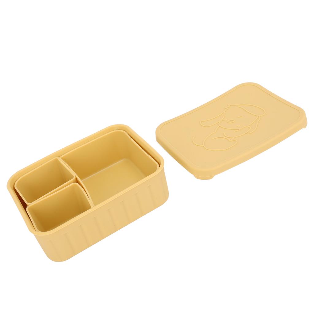 Cajas de Almuerzo de Silicona 3 Compartimentos Extraíbles Reutilizables a Prueba de Fugas Contenedores de Comida para Escuela Trabajo Viajes Aptos para Microondas 880ml