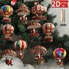 10Pcs Christmas Wooden Hot Air Balloon Santa Claus 2D Flat Wooden Pendant Christmas Tree Decoration Perfect Holiday Gift Decor