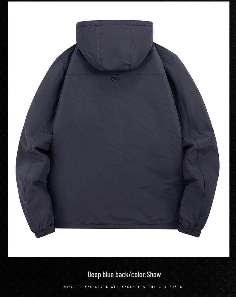 Men's Thick Fleece-Lined Workwear Jacket with Detachable Hood - Trendy Casual Style 23011R