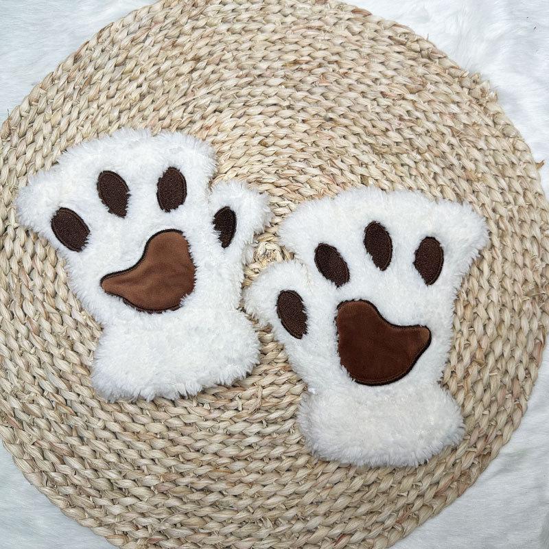 Niedliche Cartoon-Kätzchen Damen Fingerlose Winterhandschuhe - Fleecegefüttert Bärenpfoten-Design