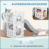5-in-1 Kleinkinderrutsche mit Basketballkorb, Kletterelement, Teleskop, Aufbewahrungskorb, für Alter 1-3 Jahre, Grau
