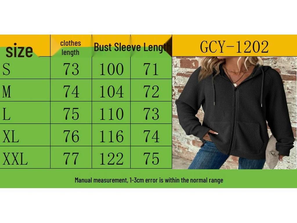 2025 Women's Waffle Knit Hooded Sweatshirt - Autumn/Winter Casual Long Sleeve with Drawstring