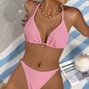 Solid Ruched Tie Sexy Two Piece Bikini Elegant Comfortable For Beach Vacation