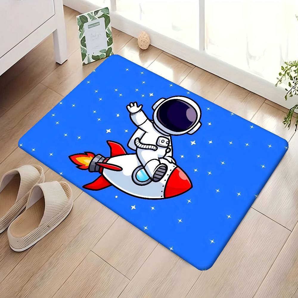 Cartoon Rocket Astronaut Bathroom Mat Anti-slip Absorb Water Long Strip Cushion Bedroon Mat Welcome Doormat