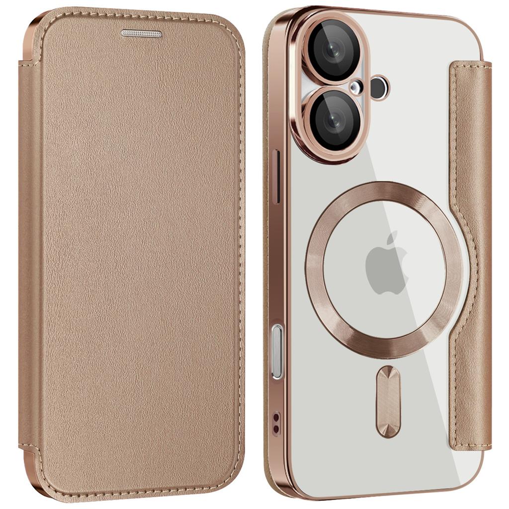 For iPhone 16 Magnetic Case RFID Blocking Leather Phone Cover