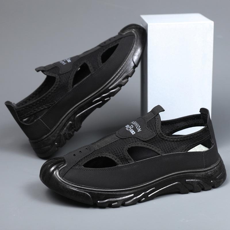 Summer breathable men's bag head sandals hollow mesh hole wading shoes outdoor light sports leisure beach shoes