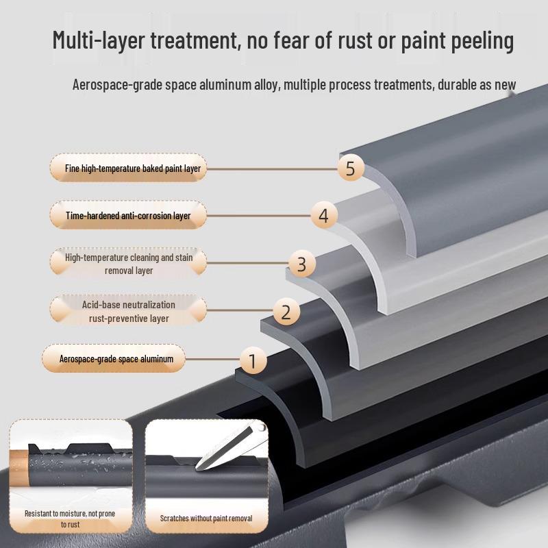 Aluminum Windproof Balcony Drying Rod - Top-Mounted, Hole-Punching Design for Secure Clothes Hanging
