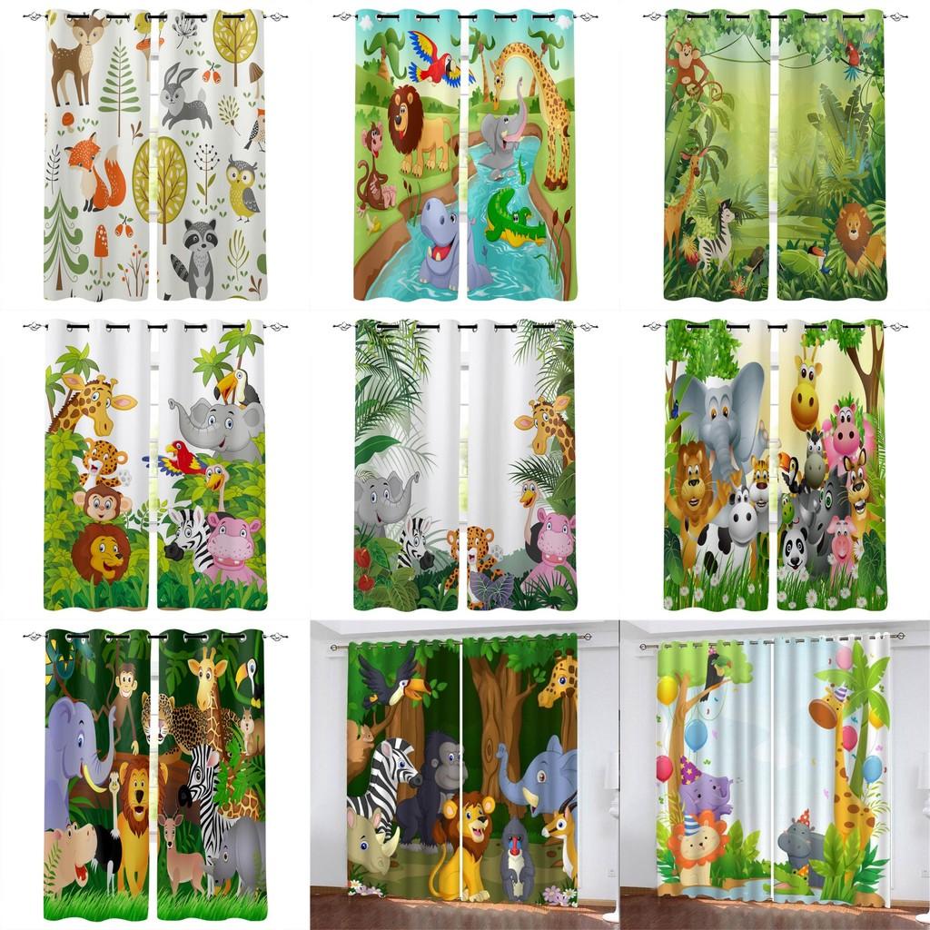 Zoo Curtain Forest Cartoon Children 3d Digital Printing Lightblocking Curtain