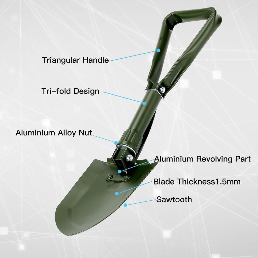 Camping Shovel Shovel Snow High Carbon Steel Embedded Shovel Shovel Mini Foldable with Storage Bag 7 Functions Mountaineering Camping Outdoor Snow
