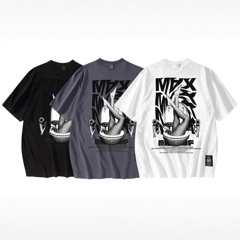 European And American Trend Short-Sleeved T-Shirt For Men And Women Couples Oversize Hip-Hop High Street Half-Sleeved Tee Shirt Base