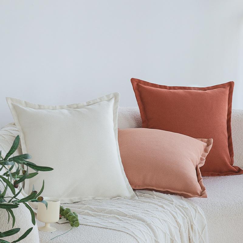 Summer Solid Color Sofa Pillow Case, Bedside Cushion, Living Room Pillow, Chair Back Cushion, Car Waist Pillow