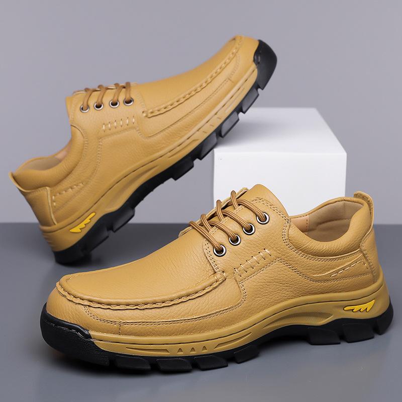 Fashion Men's Casual Cow Leather Outdoor Hiking Shoes Spring Autumn New Designer Platform Shoes Male Lace Fashion Loafers for Men