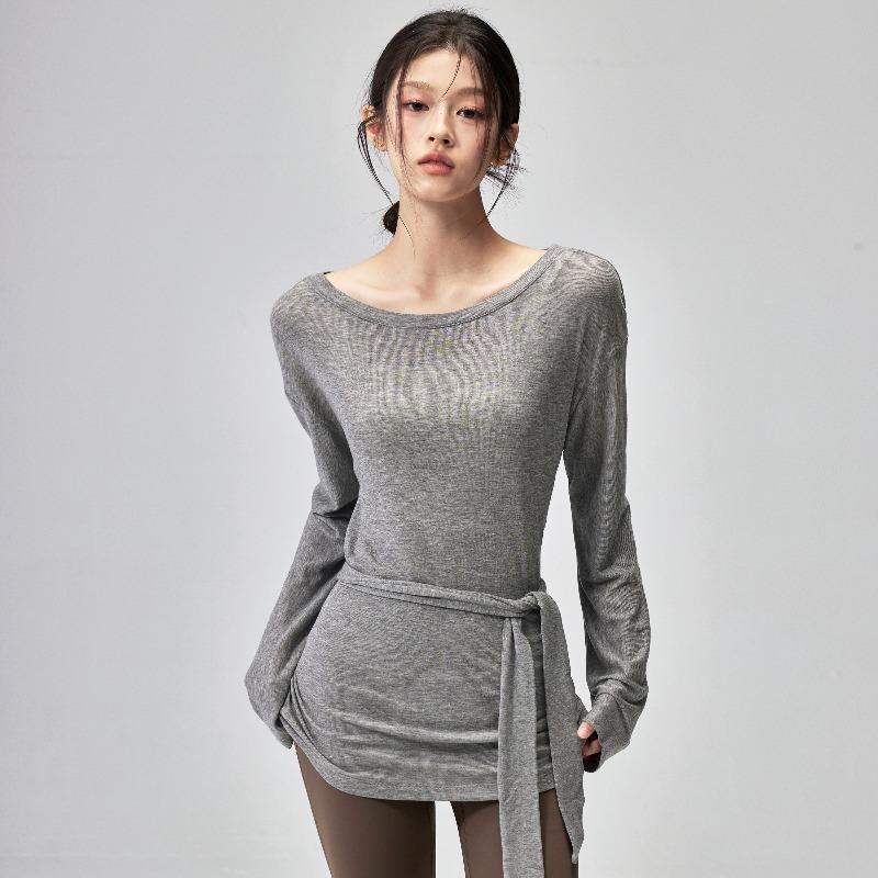 High-end Yoga Clothes Blouse Women's Loose Fitness Clothes Running Pilates Training Crew Neck Sports Running Fitness Clothes
