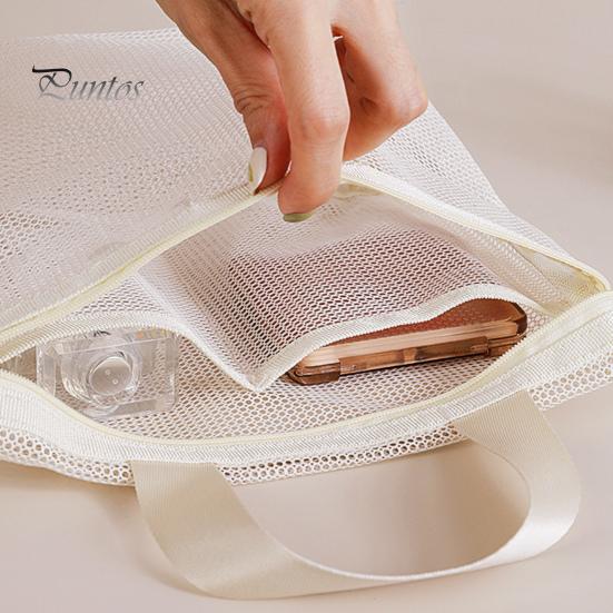 Storage Bag Portable Mesh Shower Caddy Large Capacity Zipper Closure Portable Toiletry Caddy Quick Dry Nylon Shower Bag