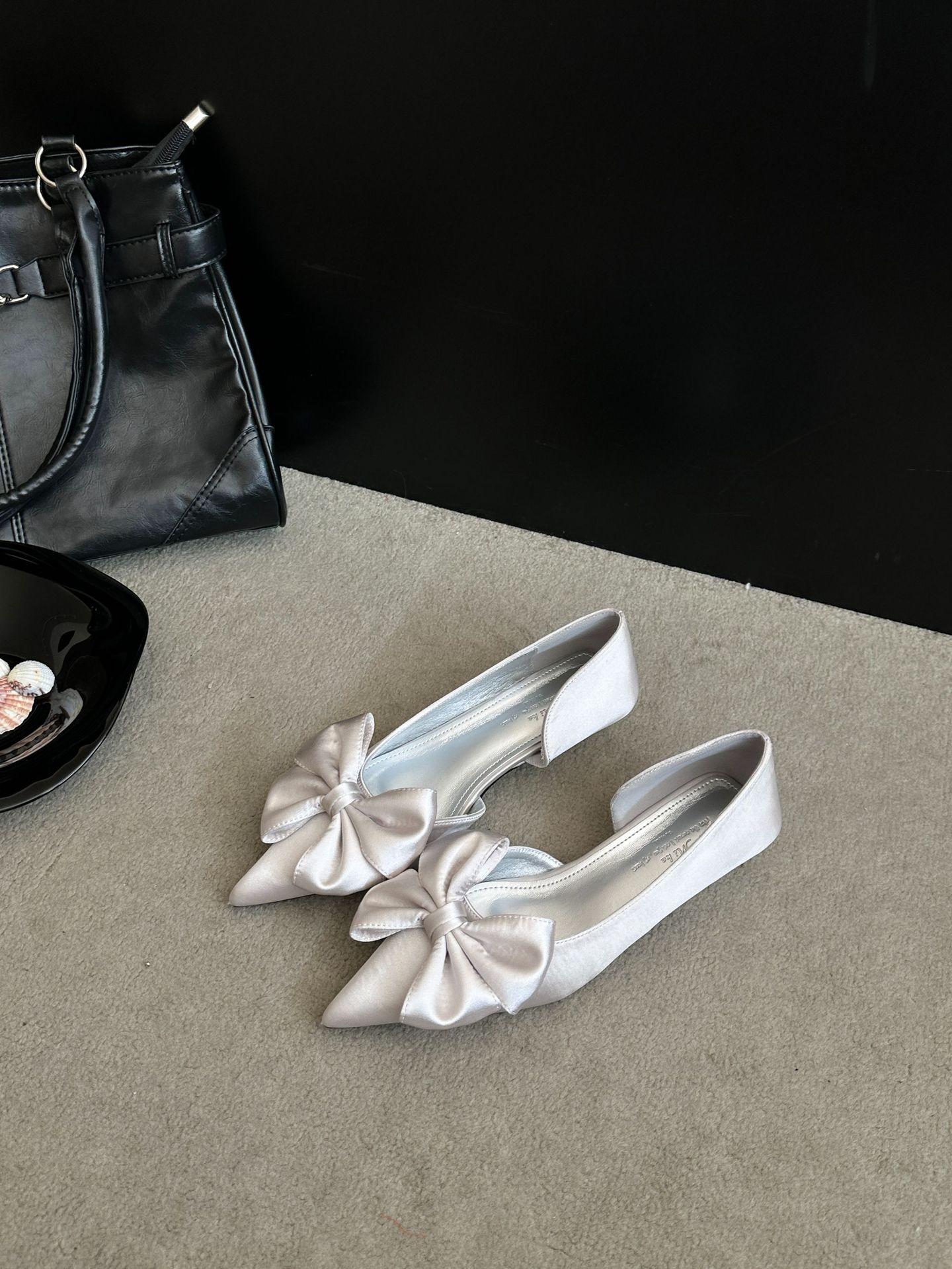 Women s Satin Pointed Toe Bowknot Summer Stylish Office Pumps - Fashionable Footwear 35