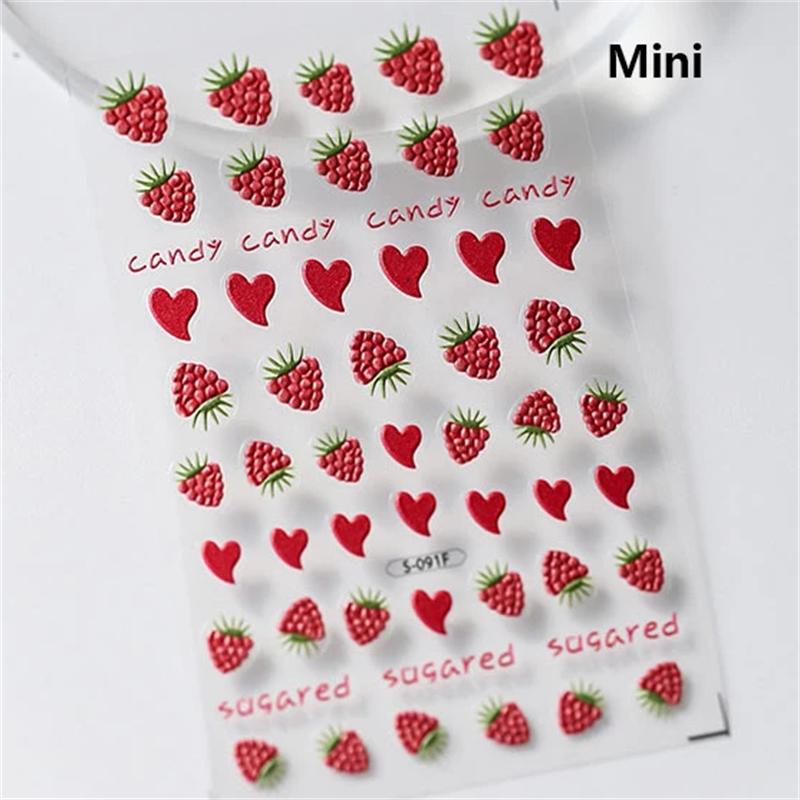 1 piece5D Cute Fruit Jelly Nail Stickers Red and Green Apple High Quality Nail Stickers New Embossed Nail Art Decoration Sticker