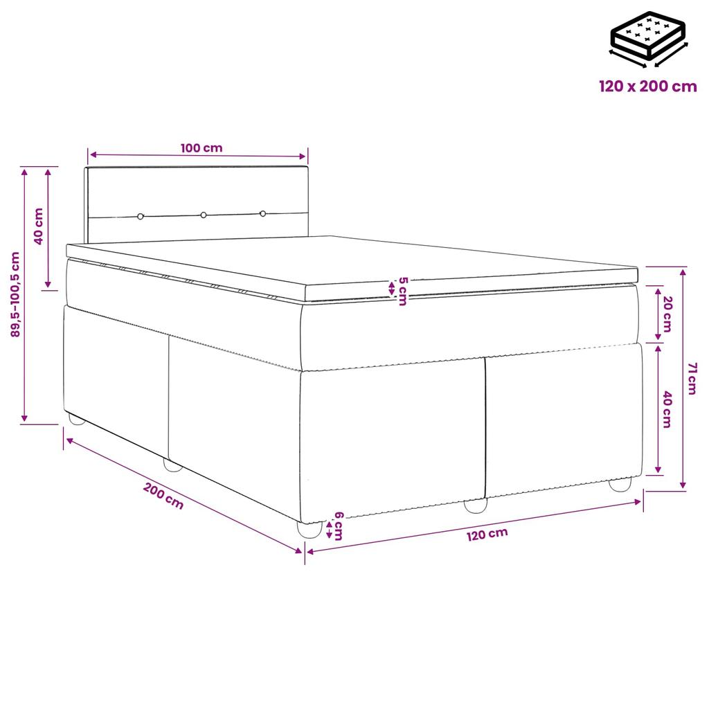 Box Spring Bed with Mattress Taupe 120 X 200 Cm Fabric