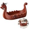 PLA Material Boat Model 3D Printed Dragon Figurine, Nordic Style Viking Ship Ornament, Creative Collectible Decor Desktop Storage Tray, Decorative