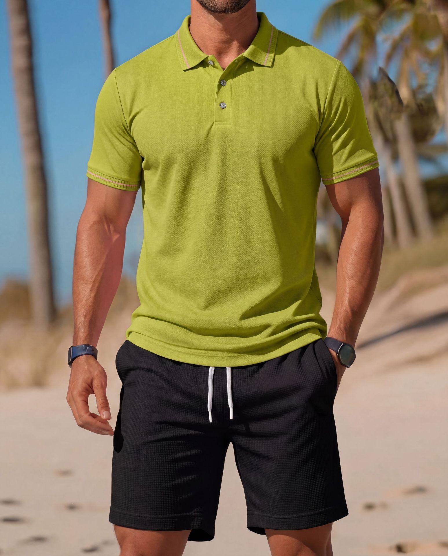 

European Size Men s High-End Quick-Dry Ice Silk Polo Shirt - Short Sleeve Top for Spring, Summer, and Autumn L
