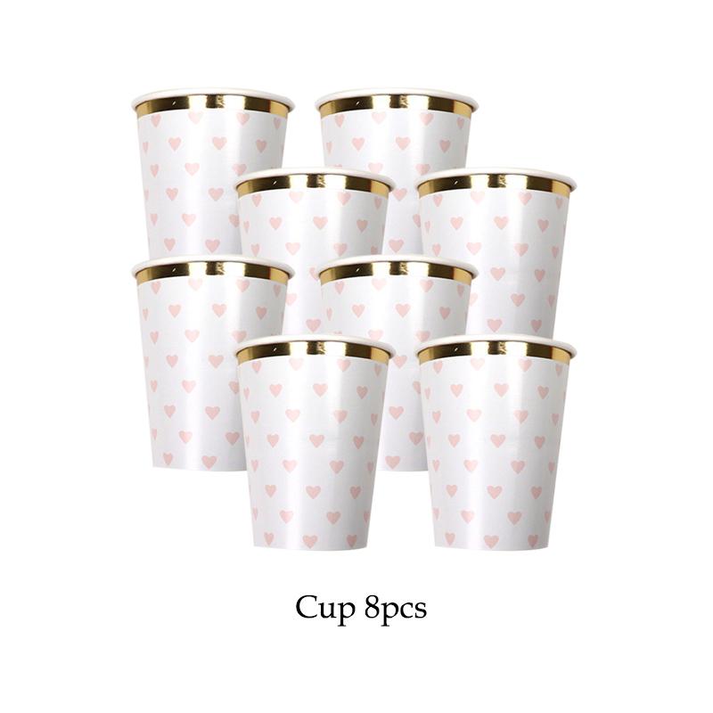 Champagne Party Rose Gold Disposable Tableware Pink Birthday 1st Baby Shower Favor Paper Plates Cup Party Supplies Wedding Decor