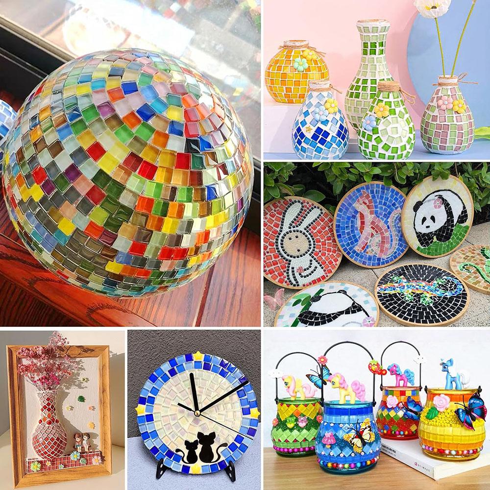 500G Colourful Crystal Mosaic Tiles For Diy Crafts, Home Decoration(Ca 600Pcs)