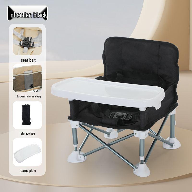 Portable Foldable Children's High Chair: Lightweight Aluminum Camping & Beach Chair with Eating Table.
