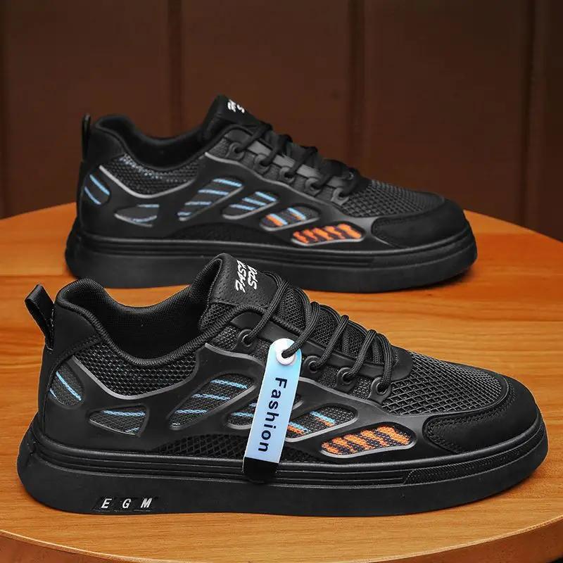 Breathable Mesh Shoes for Men Trendy and Versatile White Shoes Thick Soled Sports and Casual Sneakers Trendy Shoes