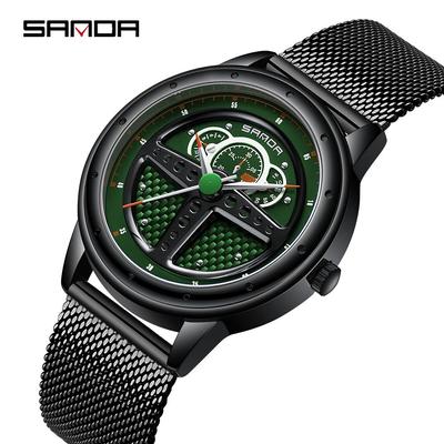 SANDA New Quartz Watch Men's Cool Creative Steering Wheel Series of Waterproof Men's Watch