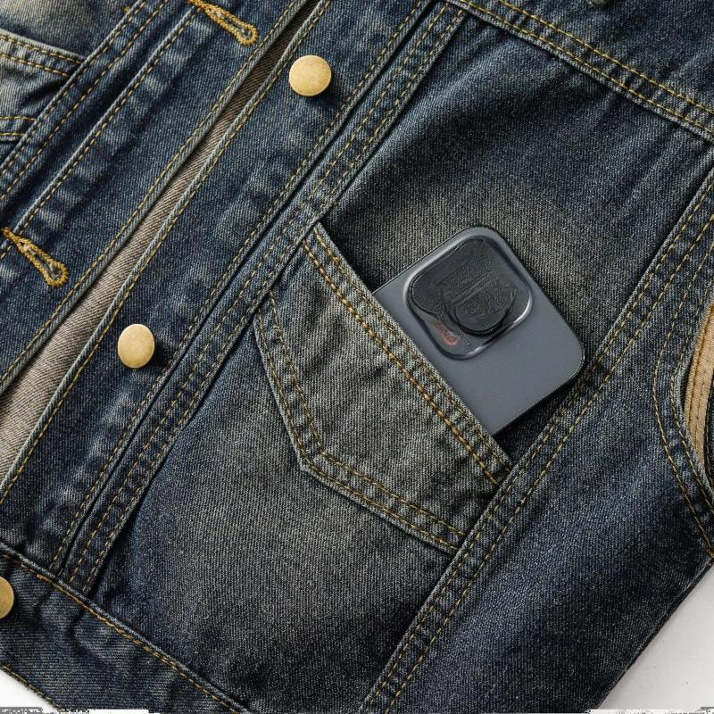 Retro Denim Vest Women's Short Spring and Autumn Loose Sleeveless Waistcoat Vest with A Small Jacket