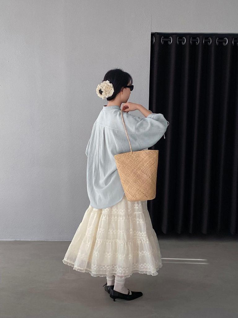 Jiang Zuo French Lace Embroidered Long Skirt - Women's 2026 Spring Large Swing Style