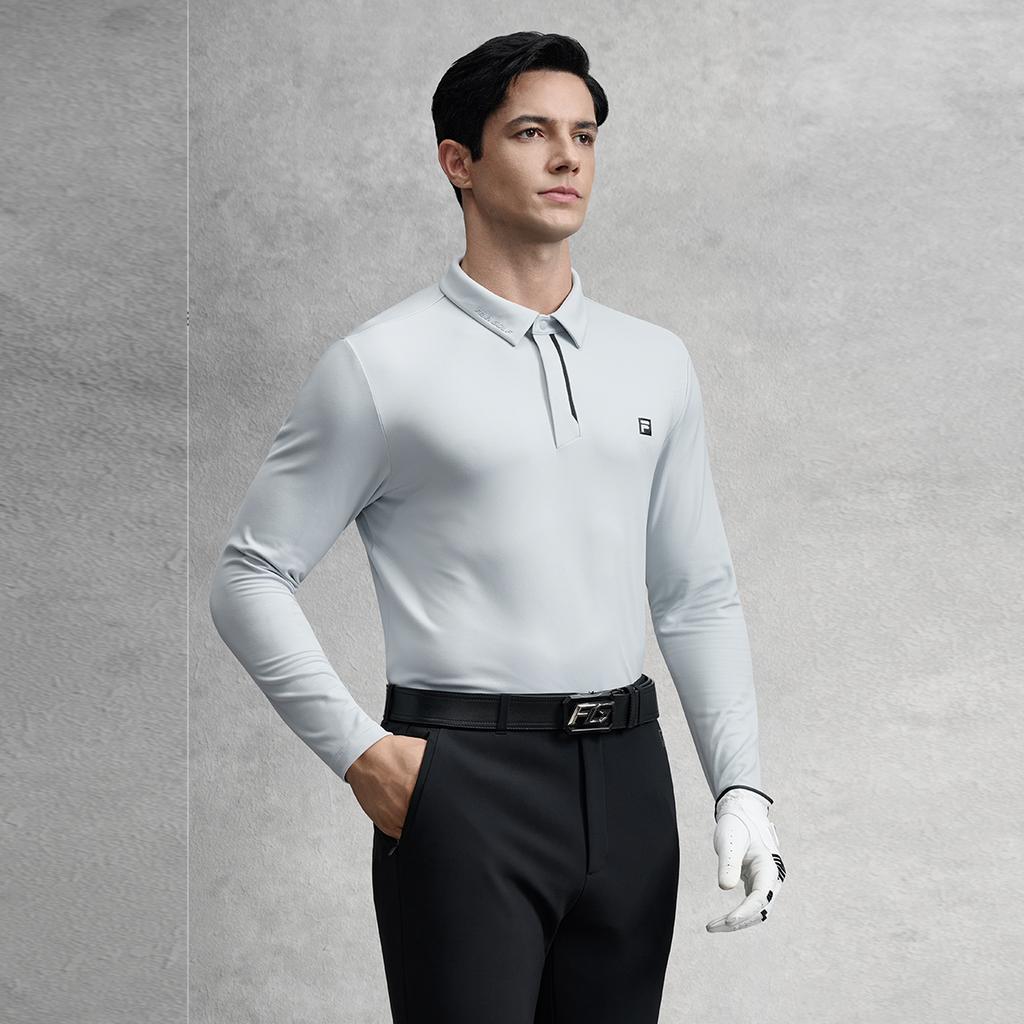 Fila Golf Series Simple Fashion Trendy Casual Sports Polo Shirt Men Tops Satin-Gray-Blue A11M545213FLB