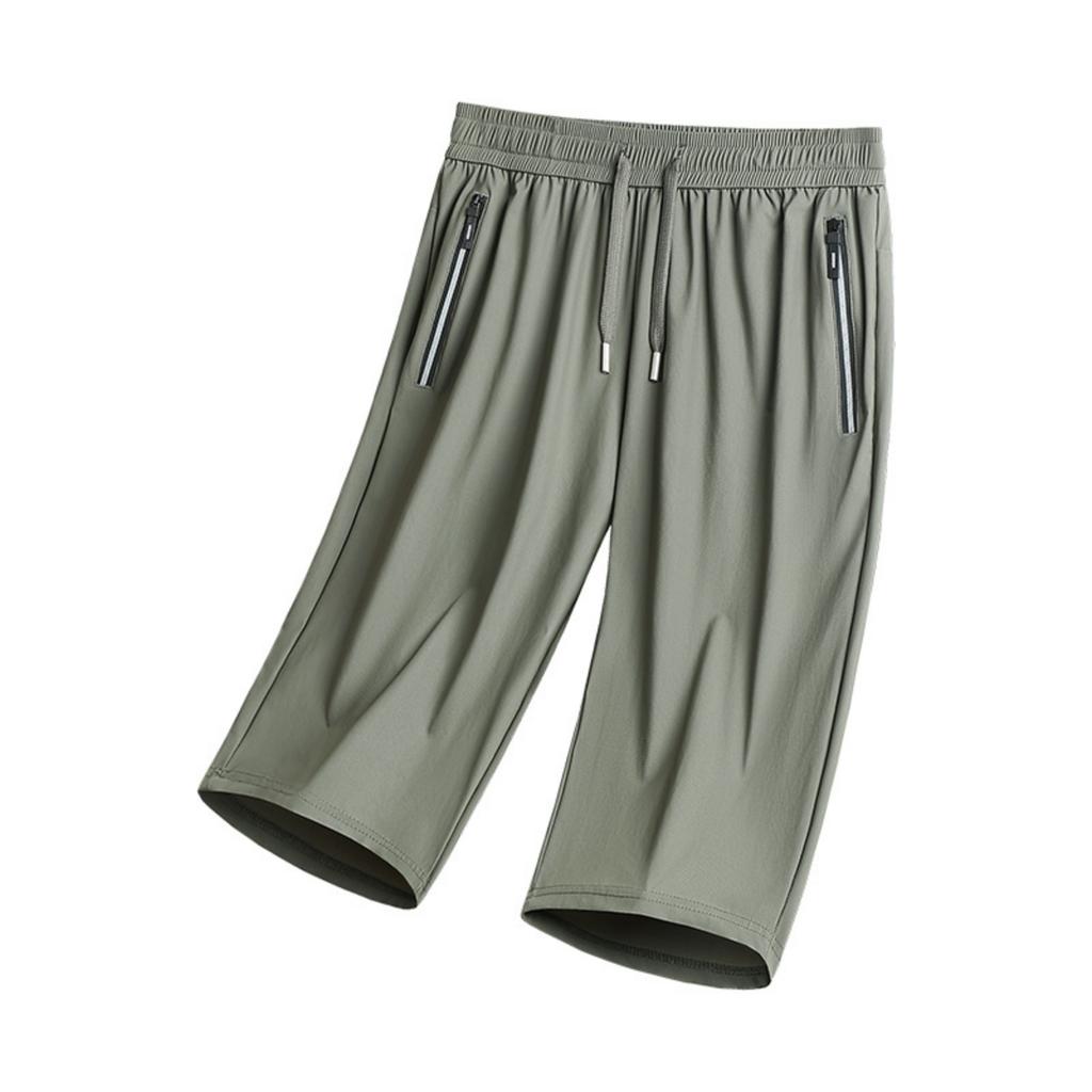 Men's Loose Fit Lightweight Stretch Quick Dry Breathable Athletic Seven Quarter Length Shorts with Zipper Pockets for Casual Sports Outdoor Activities
