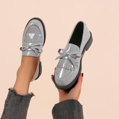 Buty damskie lakierowane skórzane damskie mokasyny brytyjskie frędzle codzienne damskie płaskie buty kokarda małe skórzane buty wygodne zapatos