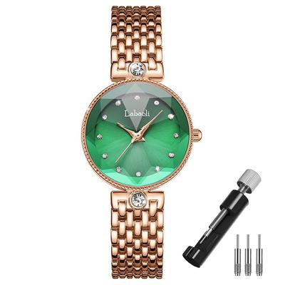 Armbanduhr aus Edelstahl, perfekt für das Geschäft oder als luxuriöses Geschenk für Rosegold und Stilvolle, süße, mit Kristallen verzierte Damen. Wasserdicht, Marken-,