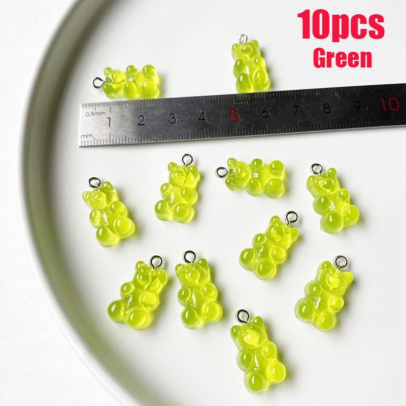 10/50 Stück Bunte Gummibärchen Anhänger Charms für Halskette Armband DIY Ohrringe Schmuck Bären Valentinstagsgeschenk 2,1*1,1cm
