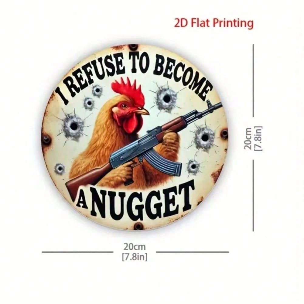 

Collector s FUNCHICKEN Vintage Sign Limited Edition Nugget Rebellion Iron Plaque Wall Decor 20x20 різнокольоровий