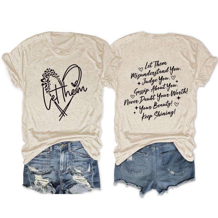 Summer let them misunderstand you letter love print casual short sleeves S