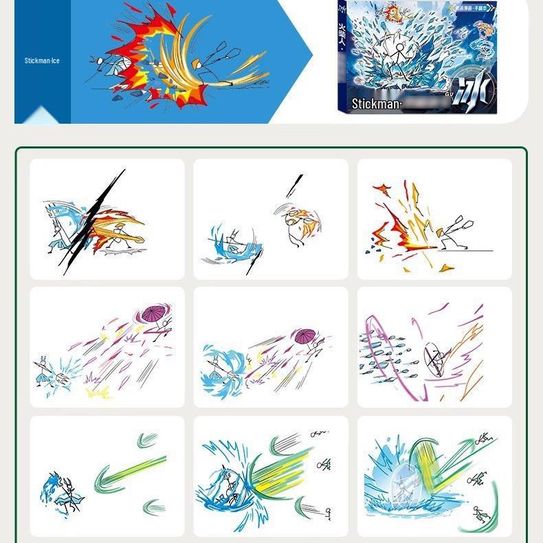 Stickman Tracing & Fighting Flipbook: Children's Comic & Coloring Tutorial