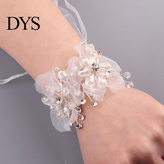 Wrist Corsage Elegant Comfortable Touch Anti-Wear Bride Bridesmaid Bracelet Flower for Wedding Engagement