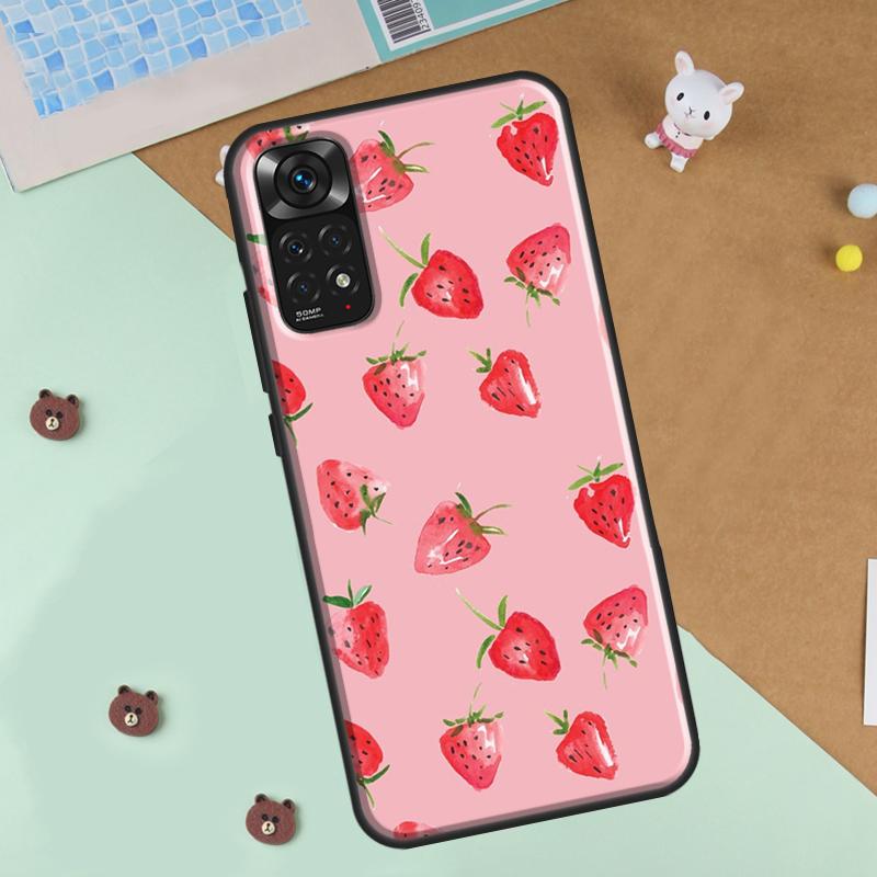 Cute Strawberry Phone Case For Xiaomi Redmi Note 12 8 9 10 11 Pro 8T 9S 10S 11S 12S 10A 9C 10C 12C Cover